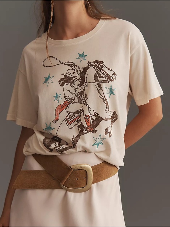 Letluv Tops - Letluv Anthropologie Horse Graphic Boyfriend Tee — Size Large